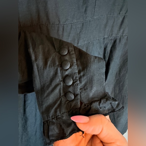 Vintage 2000s Forever 21 Black Silk Embroidered Dress M Y2K Gothic Fairy Grunge - Picture 5 of 7